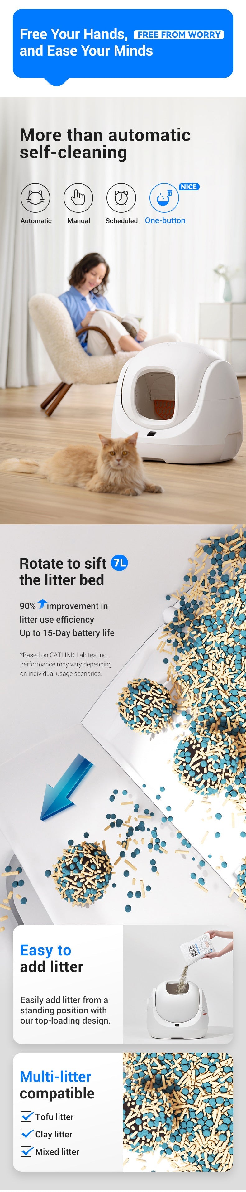 Smart cat litter box, fully automatic cat toilet, large size, fully enclosed