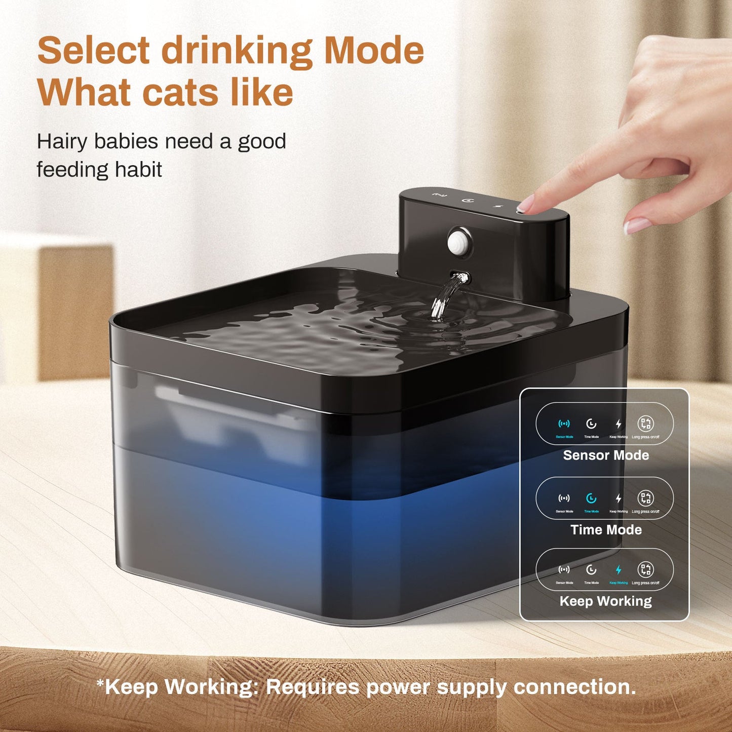 Pet cat water dispenser 2.2L large capacity infrared wireless induction automatic water drinking artifact