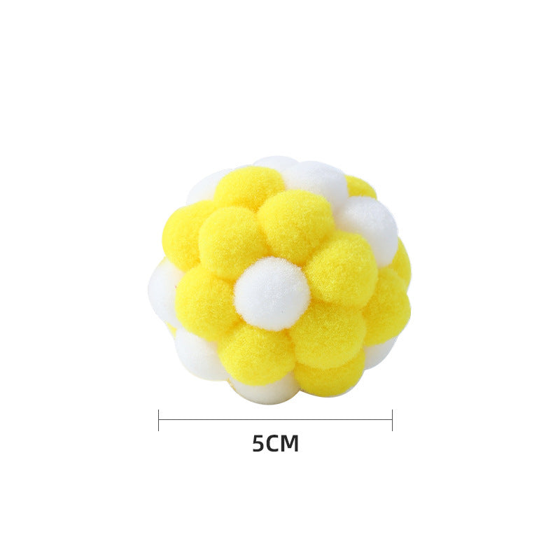 Cat toy macaron color matching plush bell elastic ball cat self-entertainment interactive toy