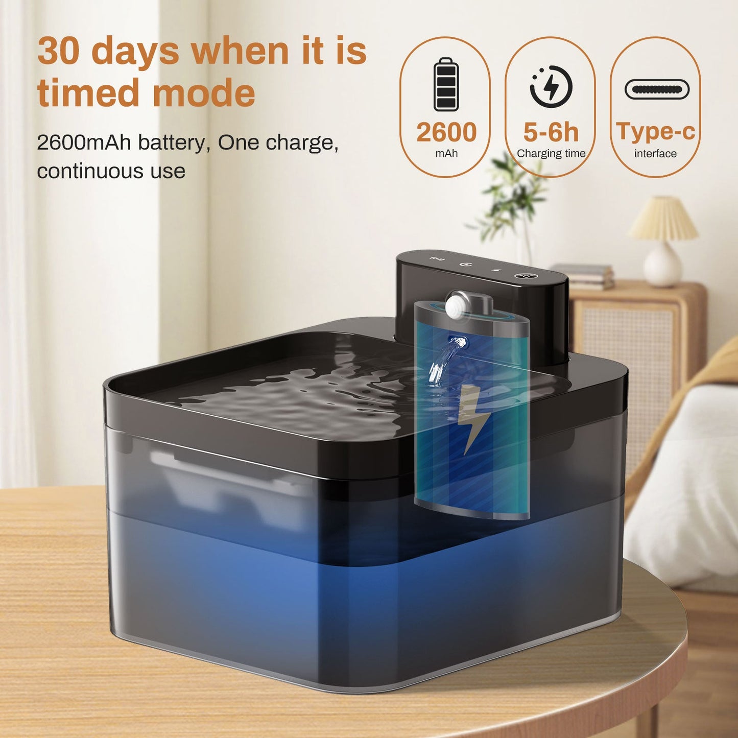 Pet cat water dispenser 2.2L large capacity infrared wireless induction automatic water drinking artifact