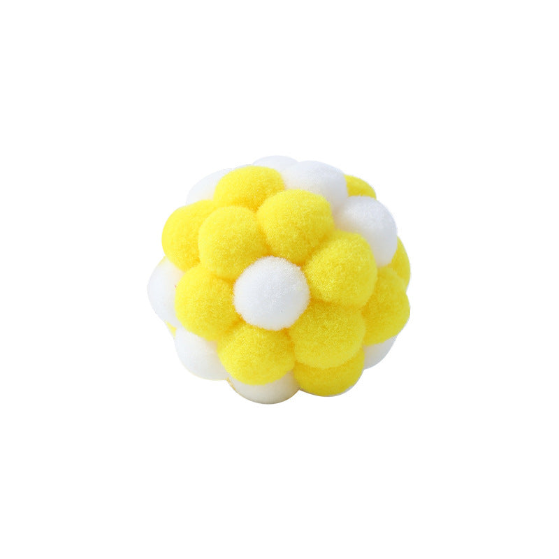 Cat toy macaron color matching plush bell elastic ball cat self-entertainment interactive toy