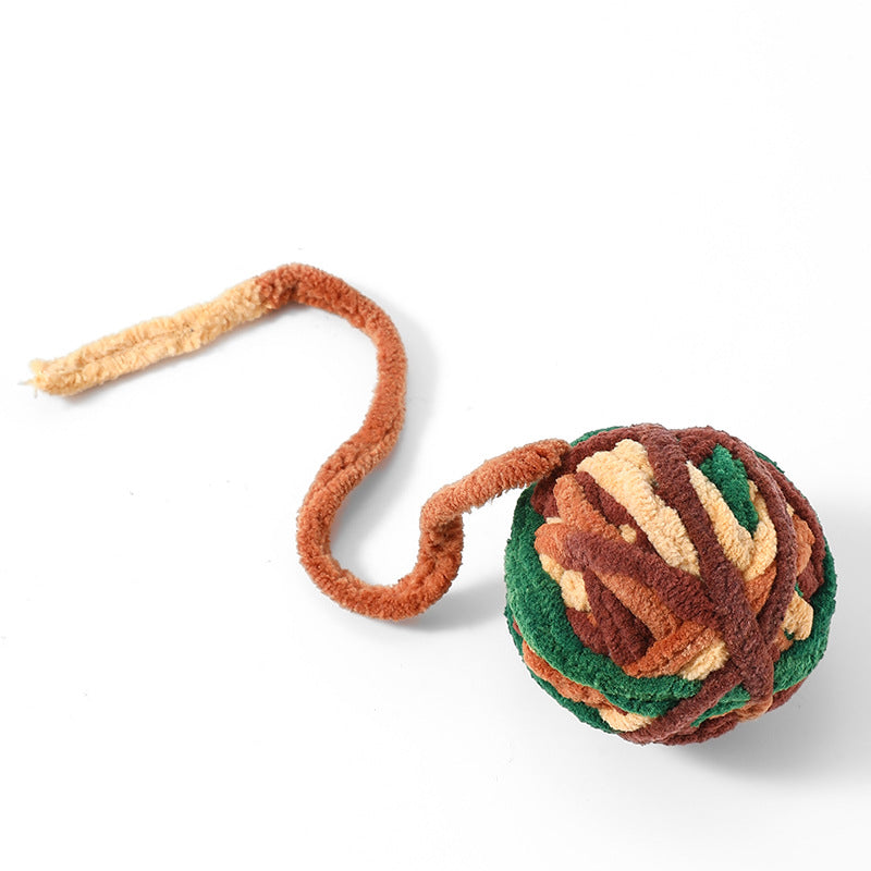 Cat toy ball plush bell ball cat toy pet bite-resistant interactive wool cat toy ball