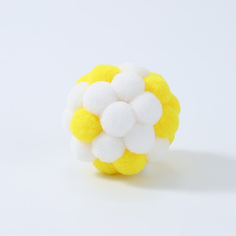 Cat toy macaron color matching plush bell elastic ball cat self-entertainment interactive toy