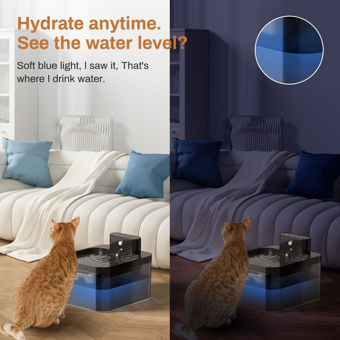 Pet cat water dispenser 2.2L large capacity infrared wireless induction automatic water drinking artifact