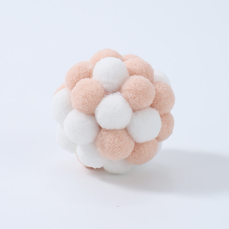 Cat toy macaron color matching plush bell elastic ball cat self-entertainment interactive toy