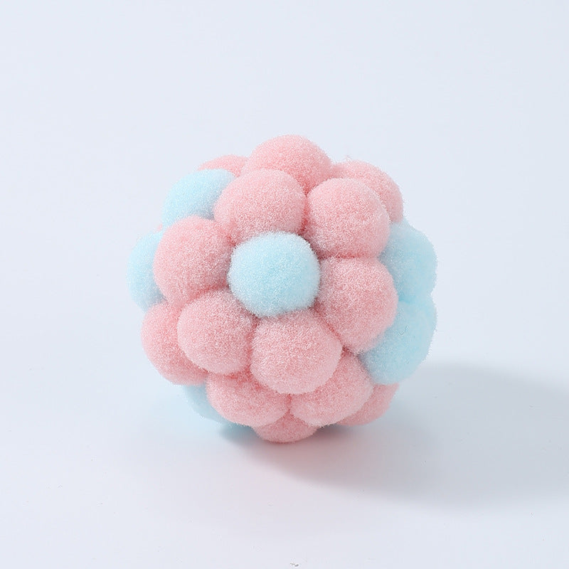 Cat toy macaron color matching plush bell elastic ball cat self-entertainment interactive toy