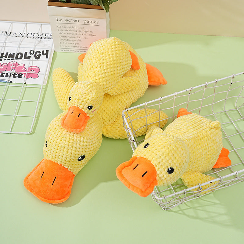 Dog toy, chew-resistant teething sound-making toy, plush sleeping duck