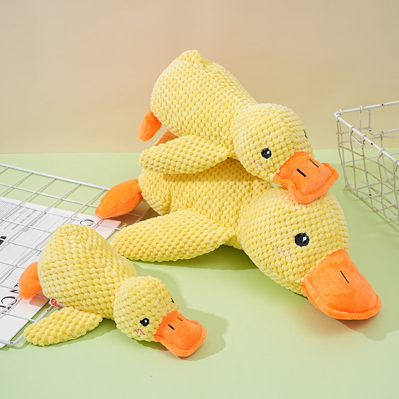 Dog toy, chew-resistant teething sound-making toy, plush sleeping duck