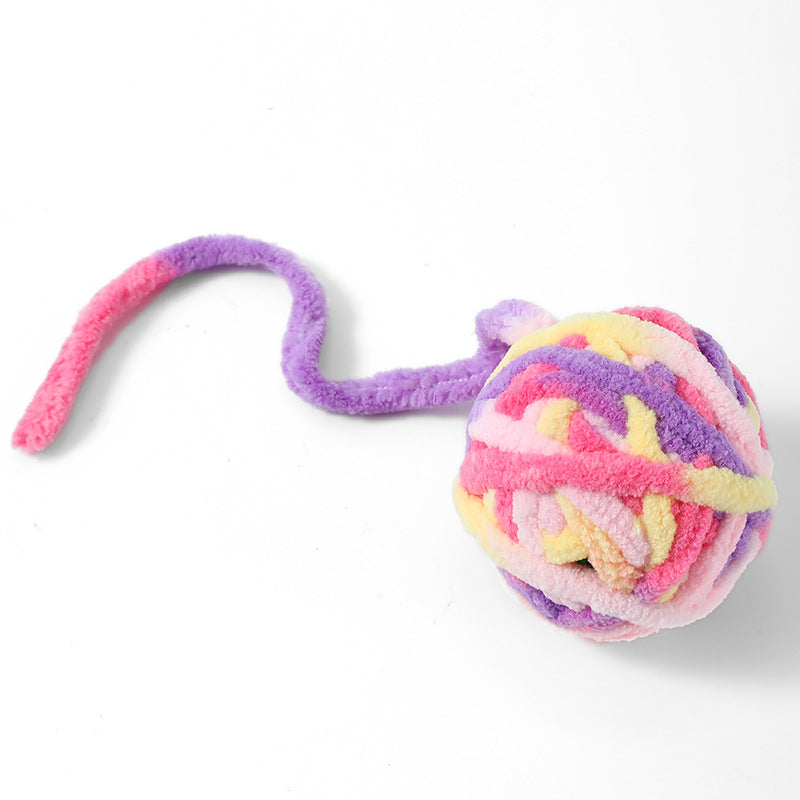 Cat toy ball plush bell ball cat toy pet bite-resistant interactive wool cat toy ball