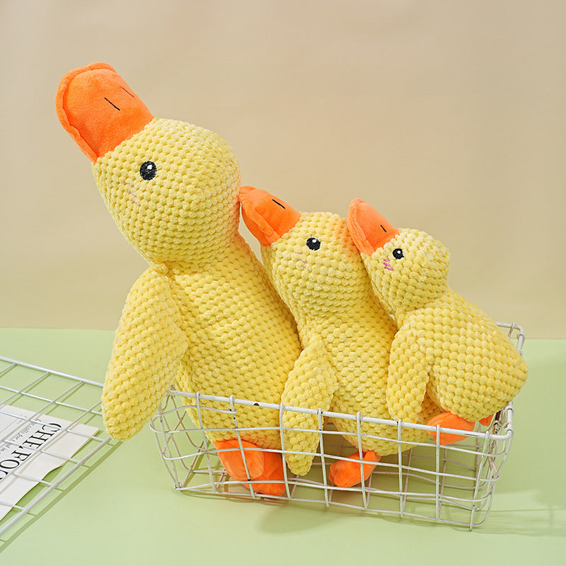 Dog toy, chew-resistant teething sound-making toy, plush sleeping duck