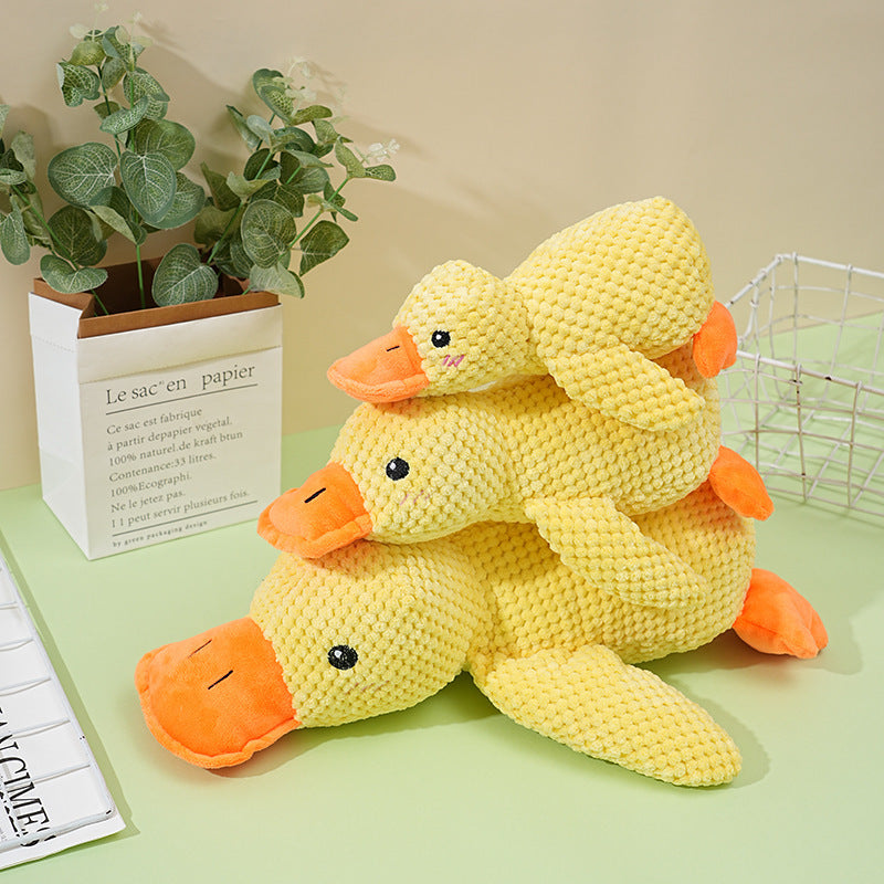 Dog toy, chew-resistant teething sound-making toy, plush sleeping duck