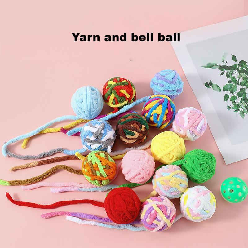 Cat toy ball plush bell ball cat toy pet bite-resistant interactive wool cat toy ball