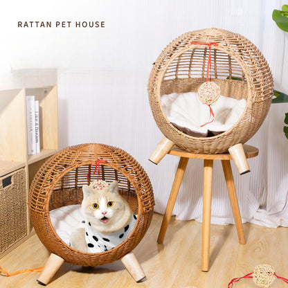 Cat bed semi-enclosed cat bed winter warm pet bed puppy dog bed ins style cat cage cat climbing frame
