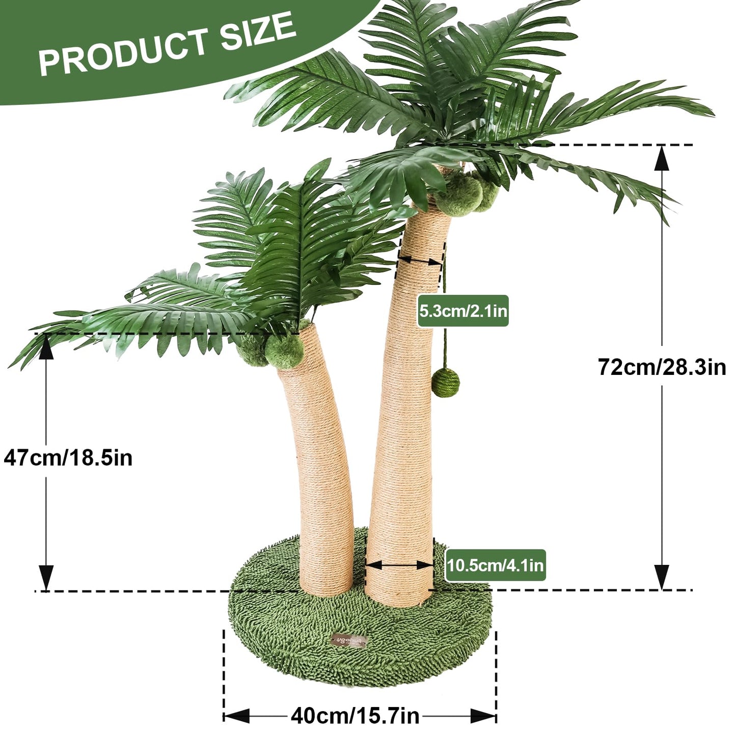 35" Tall Cat Scratching Post Cat Scratcher, 2 Curved Design Cat Post with 5 Interactive Balls, Natural Sisal Rope Cat Scratching Posts for Indoor Cats Adults and Kitten (Style A)