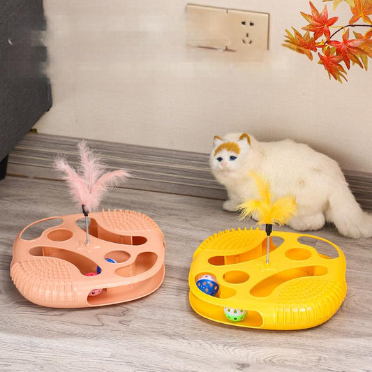 Cat Toys Creative Hole Digging with Tickler Cat Toy Feather Bell Cat Turntable Toy