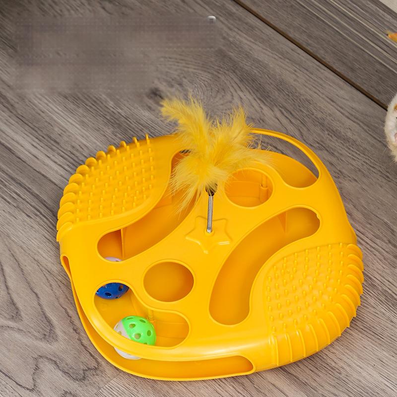Cat Toys Creative Hole Digging with Tickler Cat Toy Feather Bell Cat Turntable Toy