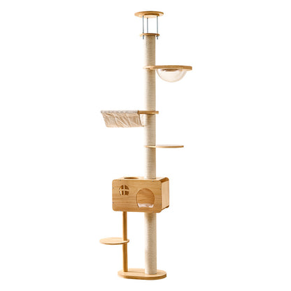 Solid wood cat climbing frame, large cat nest, cat tree, integrated wooden thickened cat scratching column, platform