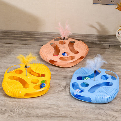 Cat Toys Creative Hole Digging with Tickler Cat Toy Feather Bell Cat Turntable Toy