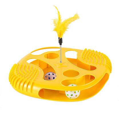 Cat Toys Creative Hole Digging with Tickler Cat Toy Feather Bell Cat Turntable Toy