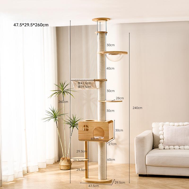 Solid wood cat climbing frame, large cat nest, cat tree, integrated wooden thickened cat scratching column, platform