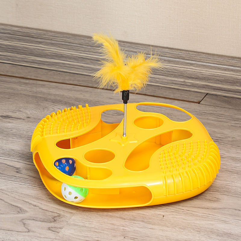 Cat Toys Creative Hole Digging with Tickler Cat Toy Feather Bell Cat Turntable Toy