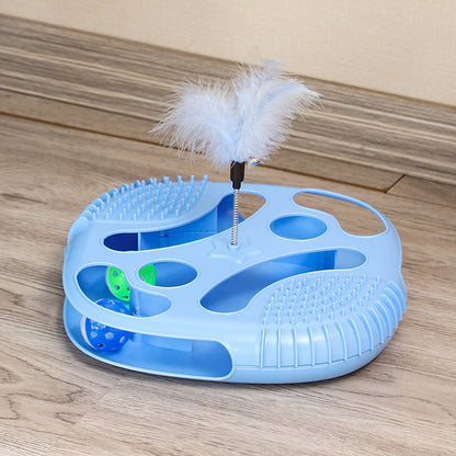 Cat Toys Creative Hole Digging with Tickler Cat Toy Feather Bell Cat Turntable Toy