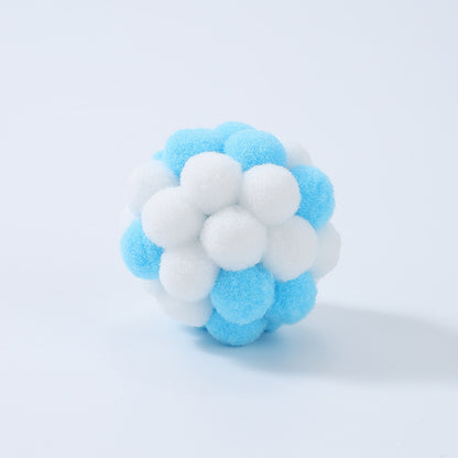 Cat toy macaron color matching plush bell elastic ball cat self-entertainment interactive toy