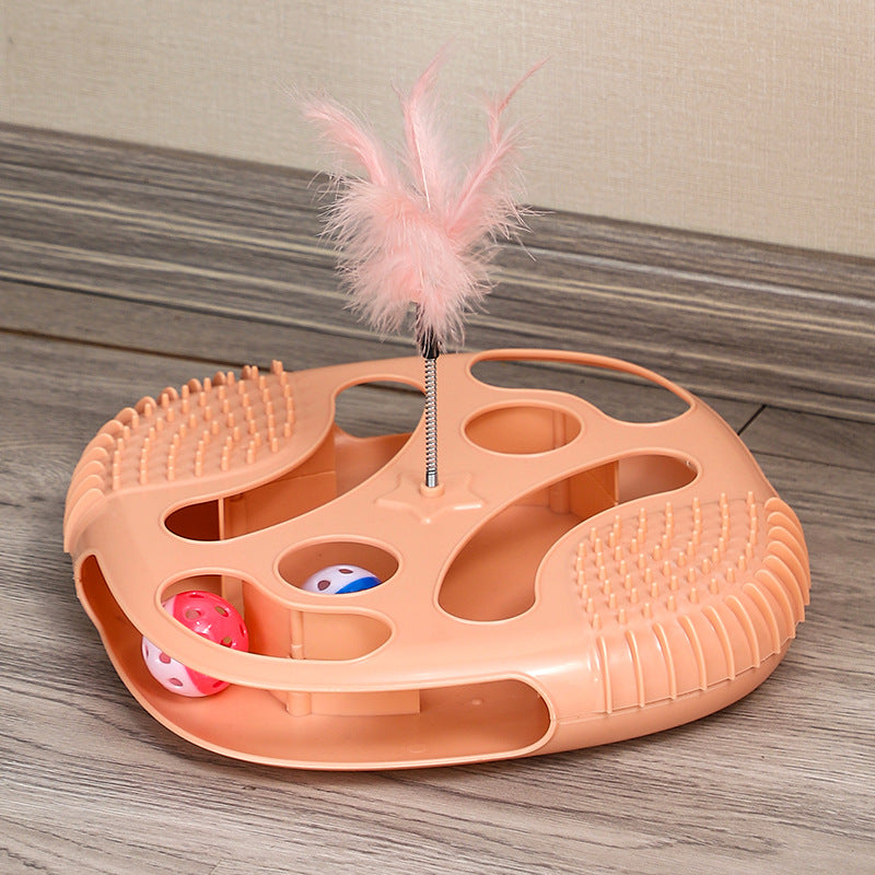 Cat Toys Creative Hole Digging with Tickler Cat Toy Feather Bell Cat Turntable Toy