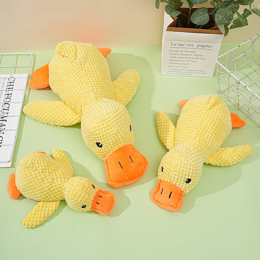 Dog toy, chew-resistant teething sound-making toy, plush sleeping duck