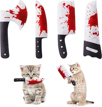 Cat Toys Catnip Crinkly Sound Toy, Horror Knife-Shaped Kitten Bite Kicker Toys, Indoor Exercise 7.5 Inches for All Breeds