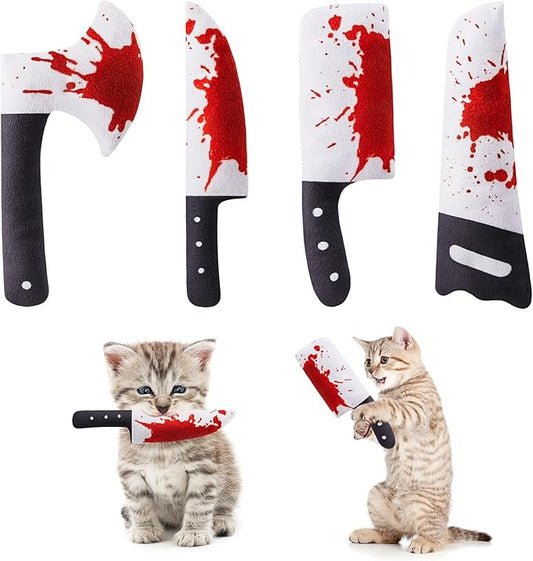 Cat Toys Catnip Crinkly Sound Toy, Horror Knife-Shaped Kitten Bite Kicker Toys, Indoor Exercise 7.5 Inches for All Breeds