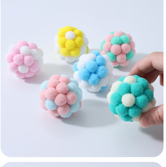 Cat toy macaron color matching plush bell elastic ball cat self-entertainment interactive toy