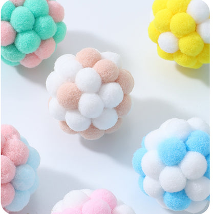 Cat toy macaron color matching plush bell elastic ball cat self-entertainment interactive toy