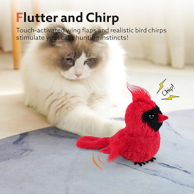 Electric cute simulated bird doll cat toy