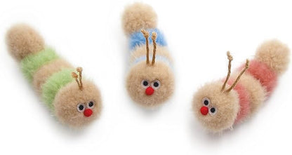 Interactive Natural 3 PK Catnip Toy, with Rattle, Bite Resistant, for All Ages Indoor Cat, Soft Caterpillar Toys, Fluffy Kitten Toy