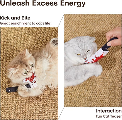 Cat Toys Catnip Crinkly Sound Toy, Horror Knife-Shaped Kitten Bite Kicker Toys, Indoor Exercise 7.5 Inches for All Breeds