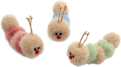 Interactive Natural 3 PK Catnip Toy, with Rattle, Bite Resistant, for All Ages Indoor Cat, Soft Caterpillar Toys, Fluffy Kitten Toy