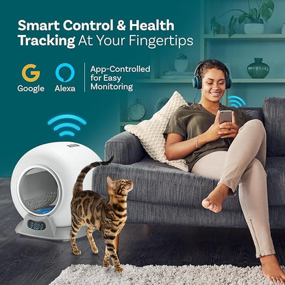 Self Cleaning Litter Box, Automatic Cat Litter Box Self Cleaning for Multiple Cats, Robot Automatic Litter Box Scoop Free Covered Ultra Cleaning -Odor Removal -APP Control Smart Litter Box