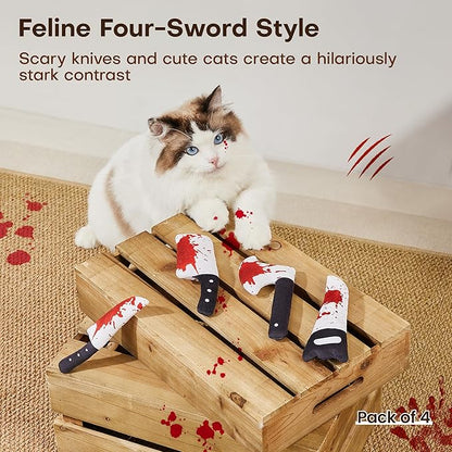Cat Toys Catnip Crinkly Sound Toy, Horror Knife-Shaped Kitten Bite Kicker Toys, Indoor Exercise 7.5 Inches for All Breeds