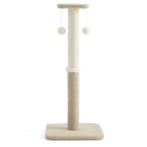 Lesure 34" Tall Cat Scratching Post - Highly Resistant Carpet Scratch Post, Premium Sisal Rope Scratch Posts Kitten and Adult Cats, Sturdy Large Scratch Pole with Hanging Ball, Grey