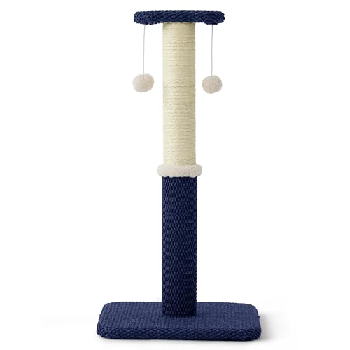 Lesure 34" Tall Cat Scratching Post - Highly Resistant Carpet Scratch Post, Premium Sisal Rope Scratch Posts Kitten and Adult Cats, Sturdy Large Scratch Pole with Hanging Ball, Grey