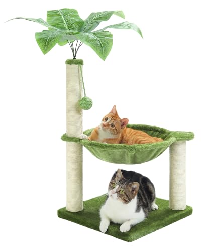 Flower Cat Tree, 28" Cat Tower with Cozy Flower Perch, Large Hammock for Indoor Small Cats, Cute Cat Tree with Sisal Scratching Post and Fur Toy Ball for Kittens, Pink