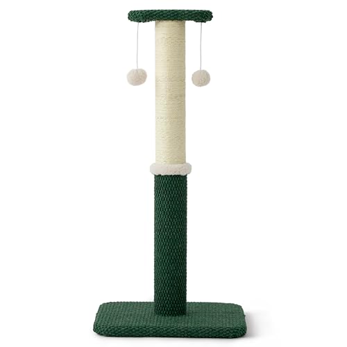 Lesure 34" Tall Cat Scratching Post - Highly Resistant Carpet Scratch Post, Premium Sisal Rope Scratch Posts Kitten and Adult Cats, Sturdy Large Scratch Pole with Hanging Ball, Grey