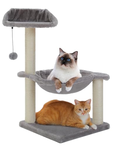 Flower Cat Tree, 28" Cat Tower with Cozy Flower Perch, Large Hammock for Indoor Small Cats, Cute Cat Tree with Sisal Scratching Post and Fur Toy Ball for Kittens, Pink